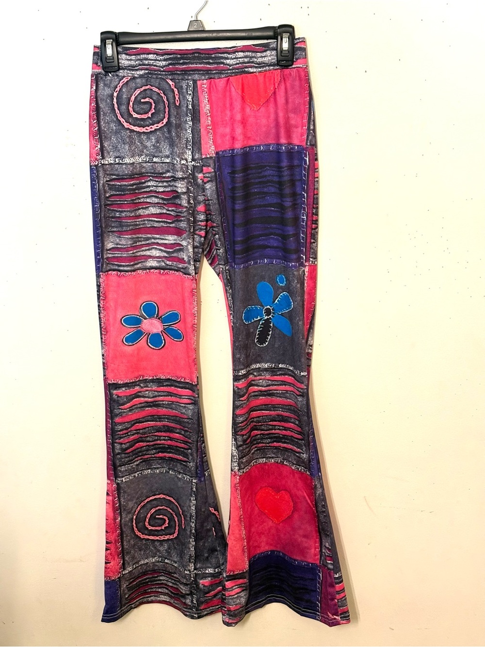 Colorblock Floral Patchwork Leggings — Pink & Blue - Picture 2 of 10